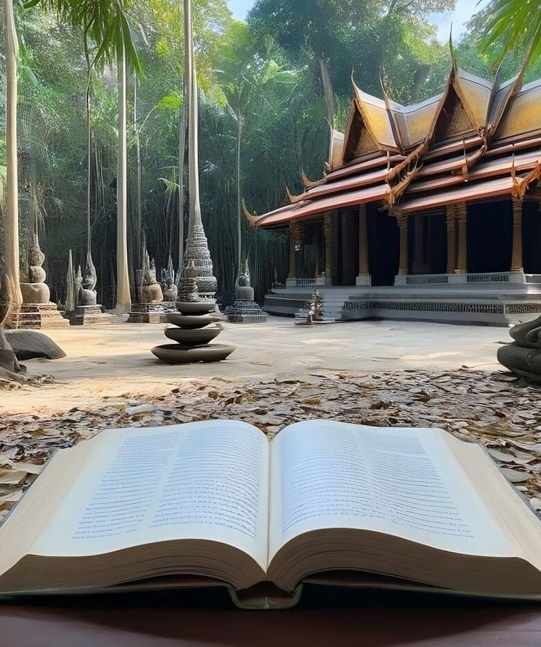 Book in Front of Thai Temple